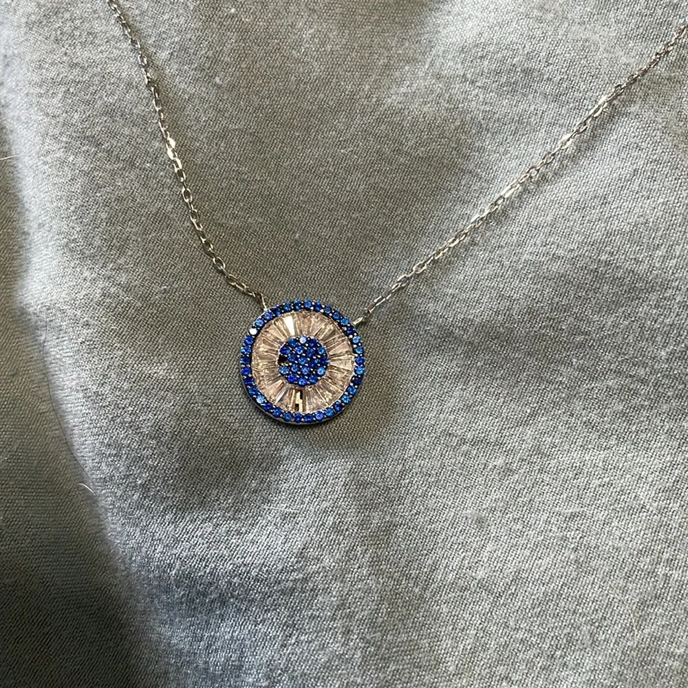 Blue Circle Accent Necklace - Picture 2 of 4